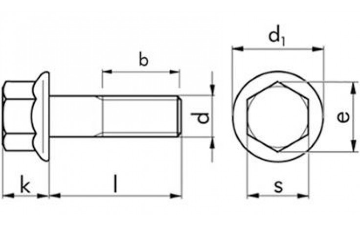 Sechskantschraube mit Flansch DIN 6921 - 8.8 - verzinkt blau - M5 X 25