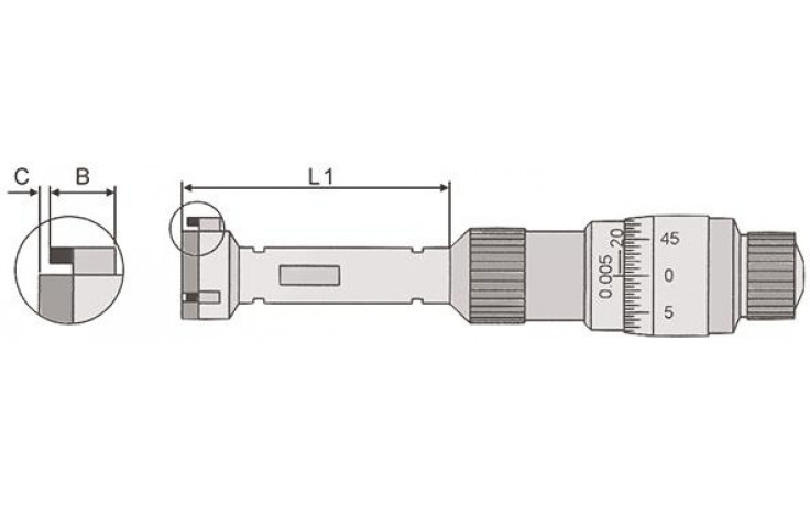 Dreipunkt-Innenmikrometersatz, Messbereich 6-12 mm