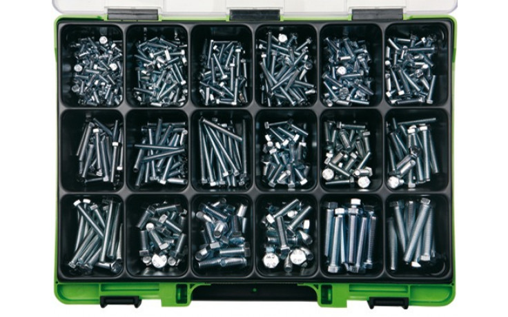 RECA Sortiment - DIN 933 - 8.8 - verzinkt blau - M4-M8 - 610-teilig