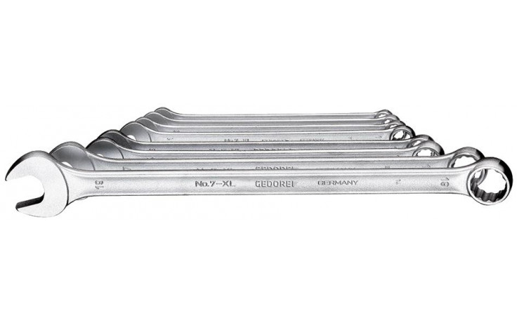 Ring-Maulschlüssel-Satz extra lang, ähnl. DIN 3113, 7 XL, SW 8, 9, 10, 11, 13, 14, 17, 19