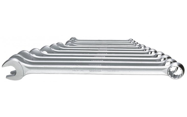 Ring-Maulschlüssel-Satz extra lang, ähnl. DIN 3113, 7 XL, SW 8, 10, 11, 12, 13, 14, 16, 17, 18, 19, 22