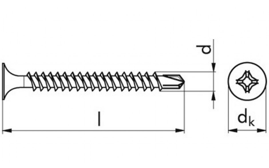 Gipsplattenschraube Bohrspitze TSD - EN 14566 - phosphatiert, Klasse 48 - 3,5 X 25 - CE - gegurtet