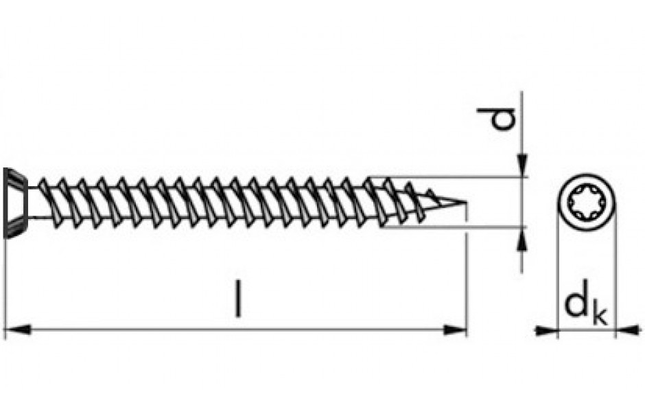 Turboschraube mit Flachkopf Ø11 - Stahl - verzinkt blau - 7,5 X 182 - TX30