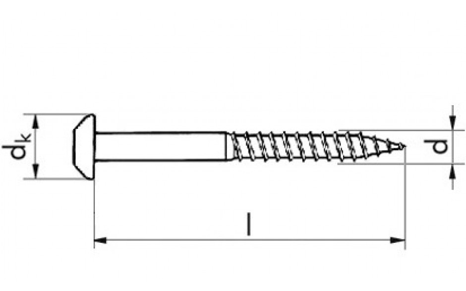 Diebstahlschutzschraube mit Holzgewinde - A2 - 7 X 50