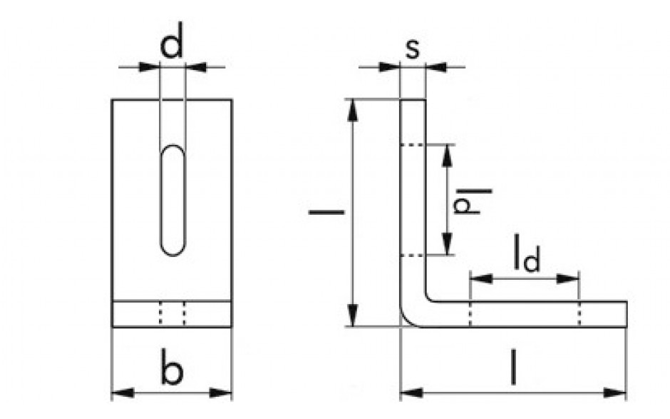 Montagewinkel 90° Abmessung: 70 x 70 x 35 x 5 mm, mit Langlöchern 10 x 35 mm