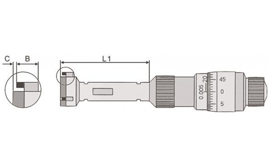 Dreipunkt-Innenmikrometersatz, Messbereich 6-12 mm