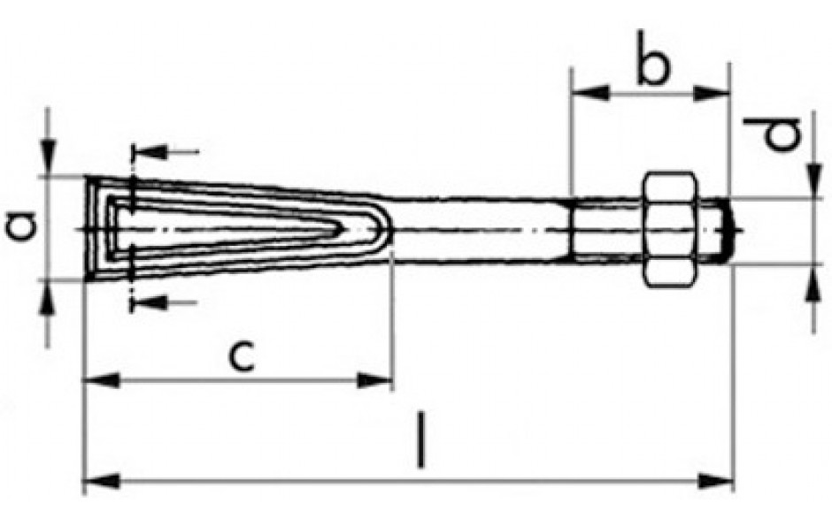 Steinschraube DIN 529F - 4.6 - blank - M12 X 200 - mit Mutter