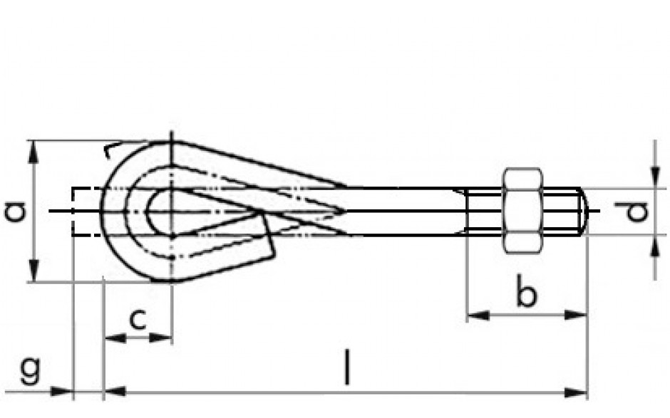 Steinschraube DIN 529A - 4.6 - blank - M16 X 320 - mit Mutter