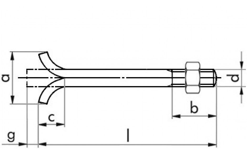 Steinschraube DIN 529C - 4.6 - blank - M12 X 250 - mit Mutter