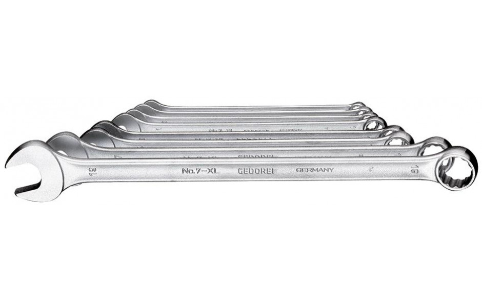 Ring-Maulschlüssel-Satz extra lang, ähnl. DIN 3113, 7 XL, SW 8, 9, 10, 11, 13, 14, 17, 19