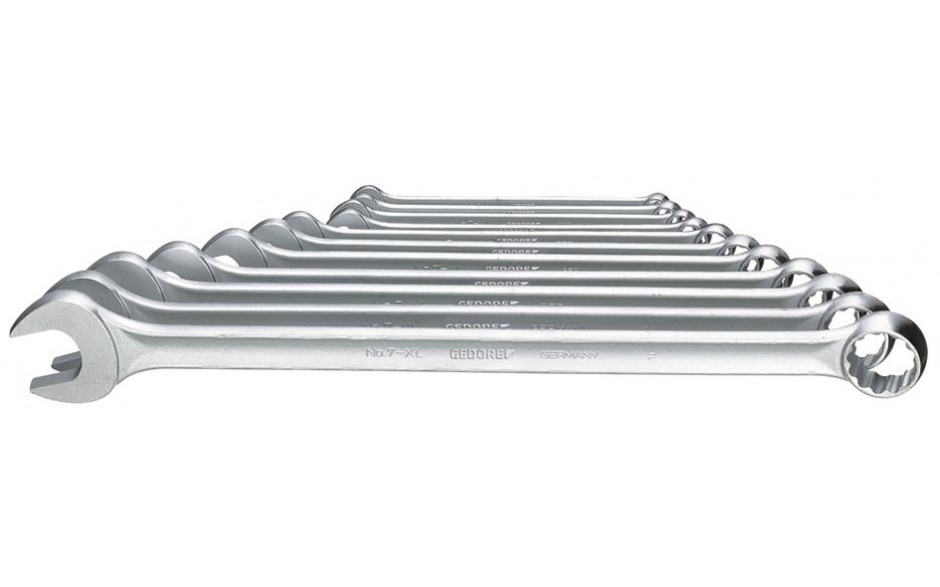 Ring-Maulschlüssel-Satz extra lang, ähnl. DIN 3113, 7 XL, SW 8, 10, 11, 12, 13, 14, 16, 17, 18, 19, 22