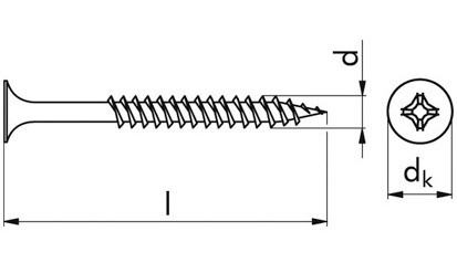 Gipsplattenschraube Doppelganggewinde TMN - EN 14566 - phosphatiert, Klasse 48 - 4 X 75 - CE