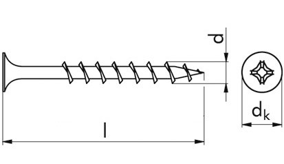 Gipsplattenschraube Einganggewinde THN - EN 14566 - phosphatiert, Klasse 48 - 3,9 X 30 - CE - gegurtet