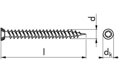 Turboschraube mit Flachkopf Ø11 - Stahl - verzinkt blau - 7,5 X 42 - TX30