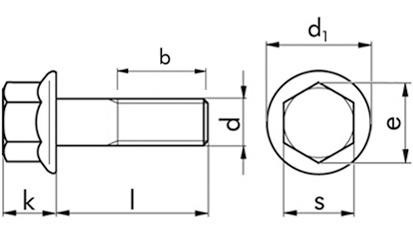 Sechskantschraube mit Flansch DIN 6921 - 8.8 - verzinkt blau - M5 X 25