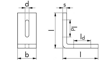 Montagewinkel 90° Abmessung: 70 x 70 x 35 x 5 mm, mit Langlöchern 10 x 35 mm