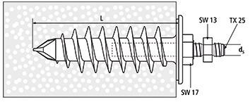 Isolierdübel ID 95 vormontiert - Edelstahl A2 - M 10