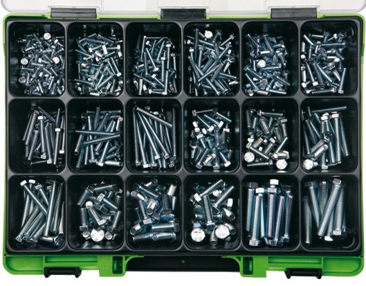RECA Sortiment - DIN 933 - 8.8 - verzinkt blau - M4-M8 - 610-teilig