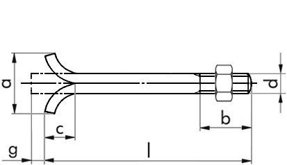 Steinschraube DIN 529C - 4.6 - blank - M16 X 250 - mit Mutter