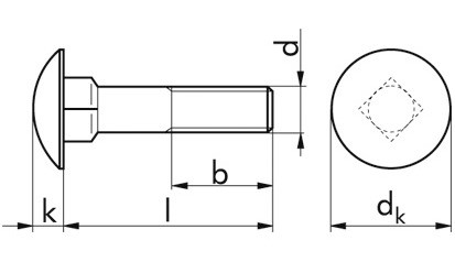 Flachrundschraube DIN 603 - 4.8U - feuerverzinkt - M10 X 50 - mit Mutter